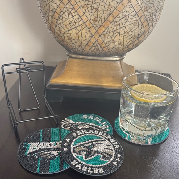 🦅 Handcrafted Philadelphia Eagles Diamond Art Coasters – Set of 4 Gift Ready - Picture 3 of 6